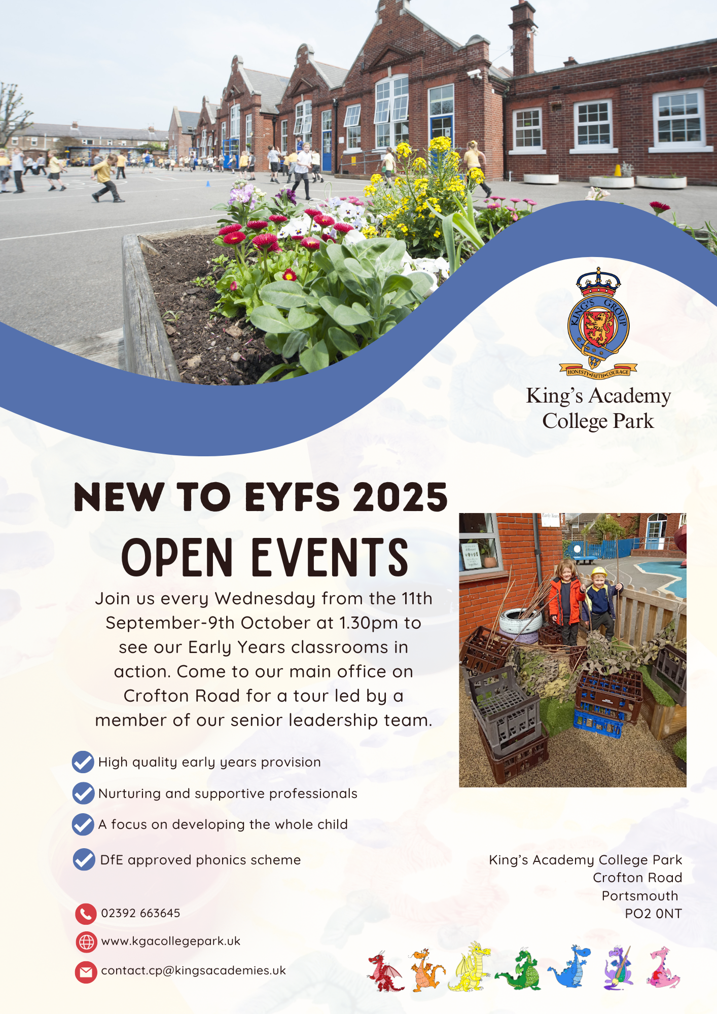 Poster advertising our EYFS open events